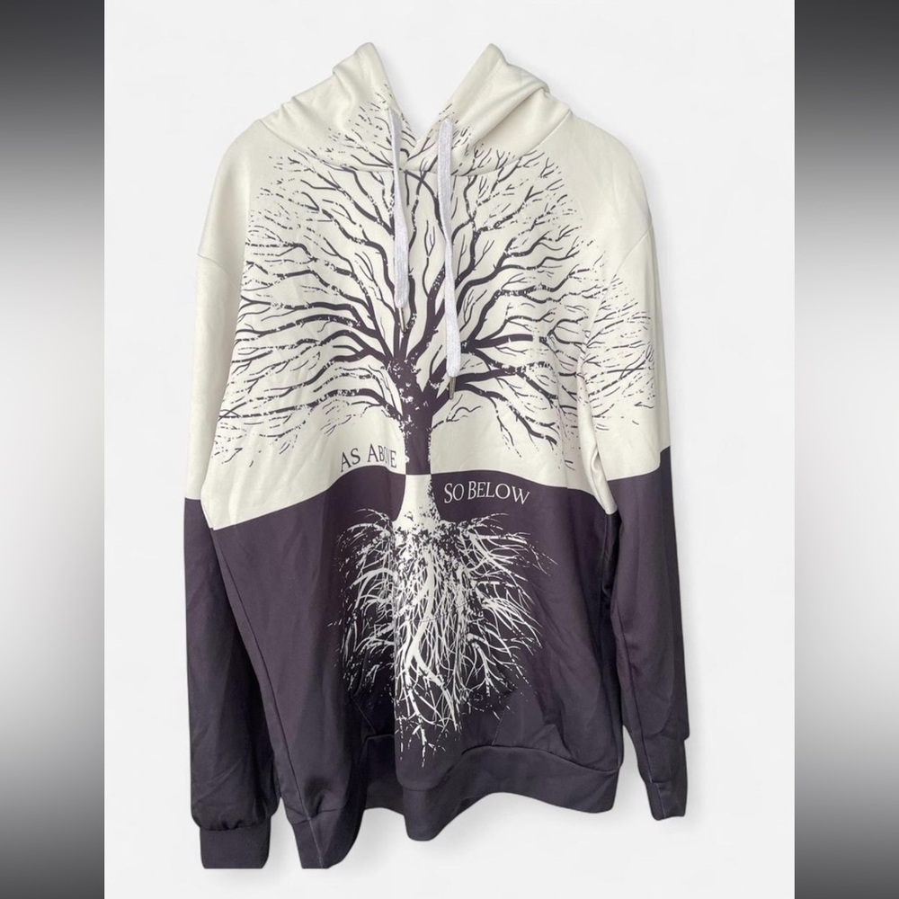 Black and white Tree Graphic Hoodie